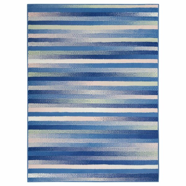 Homeroots 4 x 6 ft. Blue & Ivory Halftone Stripe Area Rug 385874